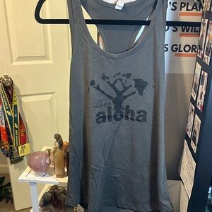 Ideal T “Live Aloha” Hawaii Racerback Gray Tank Top